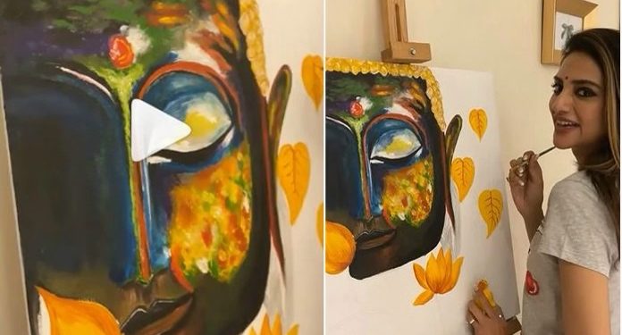 তুলির টানে ফুটে উঠল গৌতম বুদ্ধের ছবি, দেখুন চিত্রশিল্পী নুসরত জাহানকে