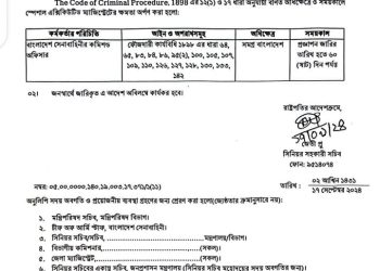 ম্যাজিস্ট্রেসি ক্ষমতা পেল সেনাবাহিনী